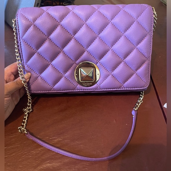 Kate Spade Purple Quilted Pale Gold Coast Meadow Shoulder Bag NWT full inclusion - Picture 1 of 15